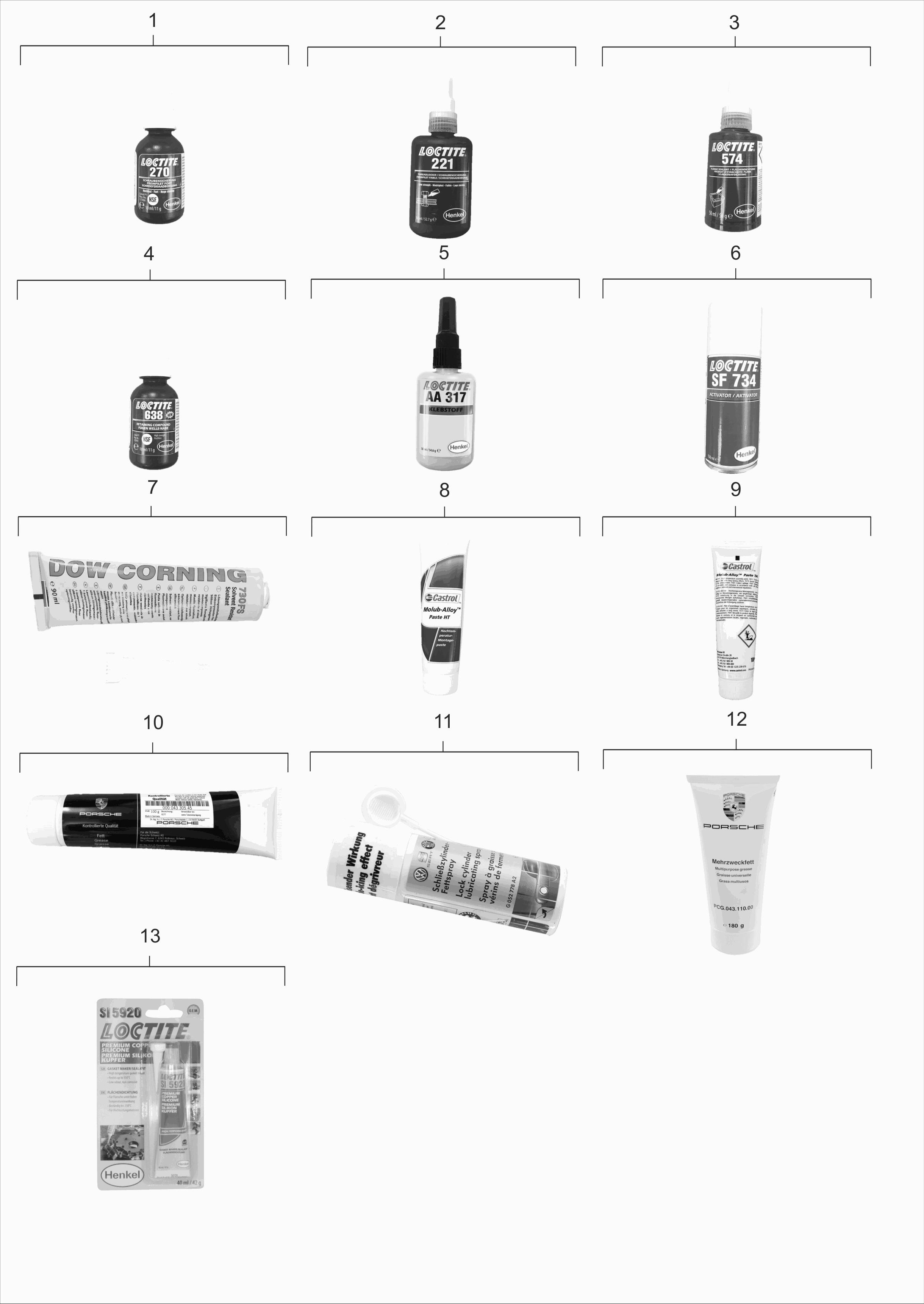 Liquid locking fluid - Porsche 914 exploded parts diagram 198-10